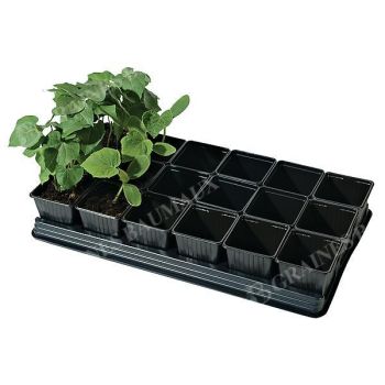 PLATEAU de 18 POTS CARRÉS de 9 cm