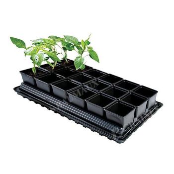 PLATEAU IRRIGUANT de 18 POTS CARRÉS de 9 cm