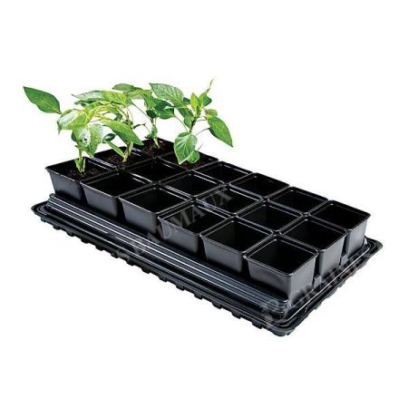PLATEAU IRRIGUANT de 18 POTS CARRÉS de 9 cm