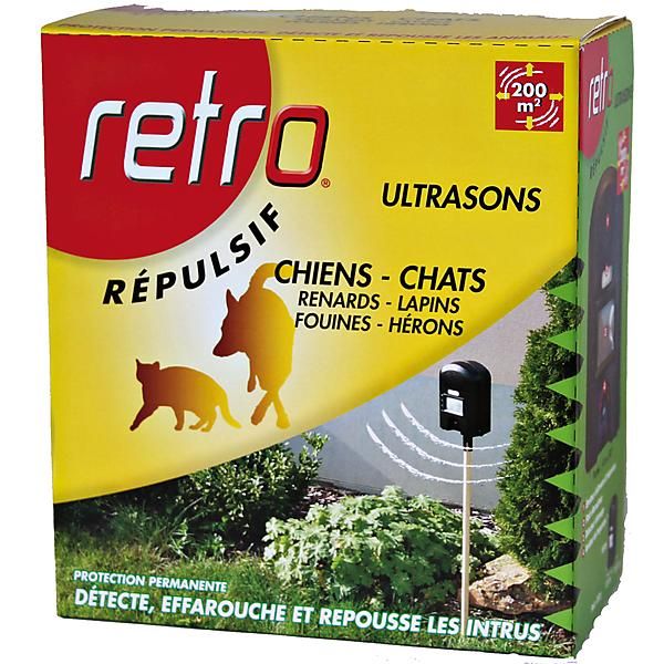 RETRO Répulsif ULTRASONS – Protection contre Chiens, Chats, Lapins,  Renards, Fouines, Hérons.