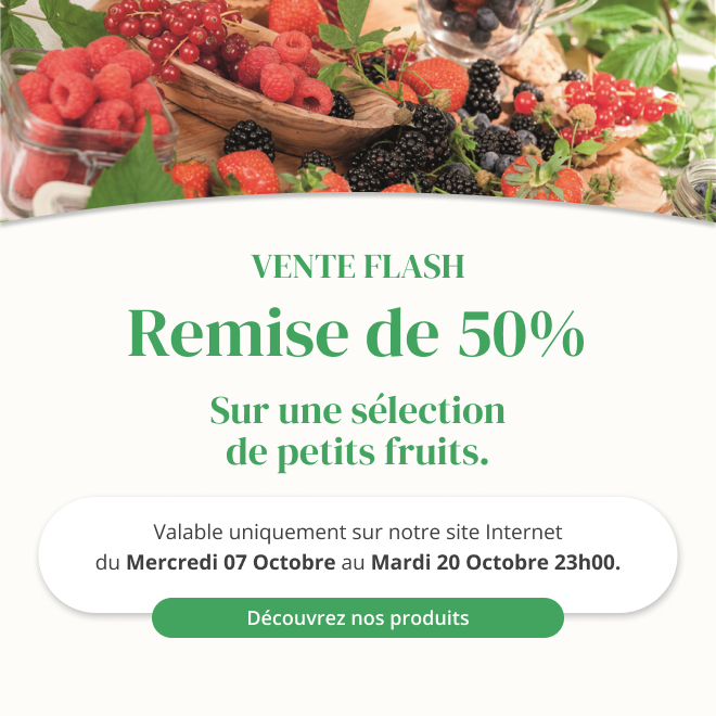 Vente flash sur une sélection de petits fruits - Du 07 octobre au 20 octobre 23h00