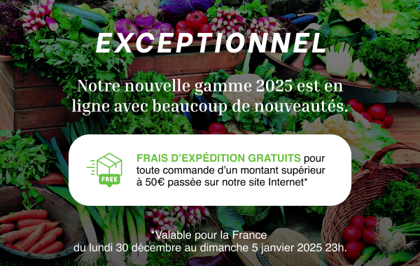 Livraison gratuite à partir de 50€ du 29/12/2024 au 05 Janvier 2025 à 23h00